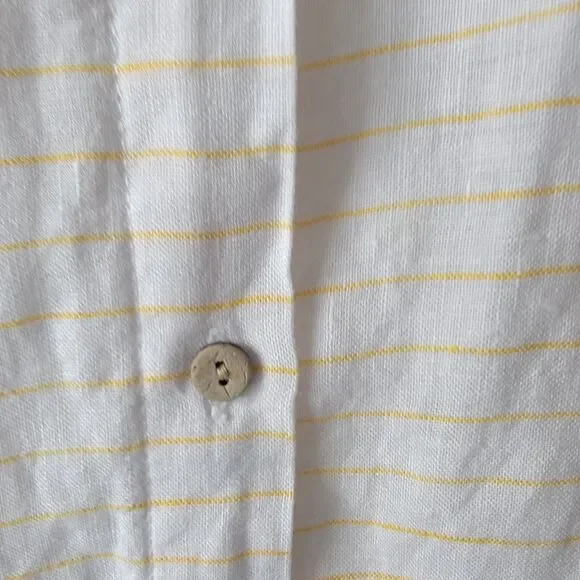 Cynthia Rowley womens 100% Linen Button up Blouse size S Striped boy fit - Picture 5 of 8